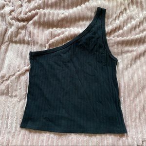 One shoulder black tank!